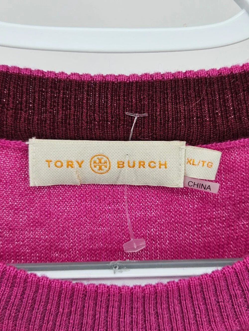 Tory Burch Kimberly Merino Wool Sweater Pink Women's Size XL Bell Sleeves Fall